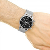 Emporio Armani Luigi Chronograph Black Dial Silver Mesh Bracelet Watch For Men - AR1811 Buy Now By Emporio Armani