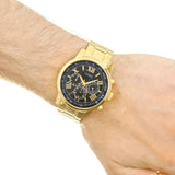 Guess Horizon Chronograph Black Dial Gold Steel Strap Watch For Men - W0379G4 Buy Now By Guess