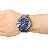 Diesel Mega Chief Chronograph Blue Dial Black Steel Strap Watch For Men - DZ4329 Buy Now By Diesel