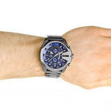 Diesel Mega Chief Chronograph Blue Dial Black Steel Strap Watch For Men - DZ4329 Buy Now By Diesel