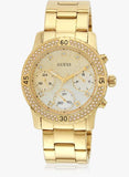 Guess Confetti Diamonds Silver Dial Gold Steel Strap Watch for Women - W0774L5 Buy Now By Guess