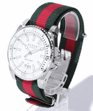Gucci Dive White Dial Red & Green Nylon Strap Watch For Men - YA136207 Buy Now By Gucci