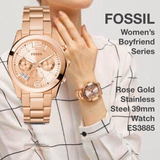 Fossil Boyfriend Multifunction Rose Gold Dial Rose Gold Steel Strap Watch for Women - ES3885 Buy Now By Fossil
