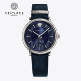 Versace Menifesto Quartz Blue Dial Blue Leather Strap Watch For Men - VBQ01017 Buy Now By Versace
