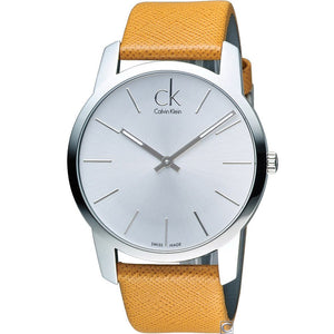 Calvin Klein City Quartz White Dial Light Brown Leather Strap Watch For Men - K2G21138 Buy Now By Calvin Klein