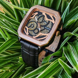 Fossil Inscription Automatic Skeleton Rose Gold Dial Black Leather Strap Watch for Men - BQ2572 Buy Now By Fossil