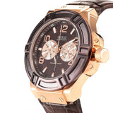 Guess Rigor Analog Brown Dial Brown Leather Strap Watch For Men - W0040G3 Buy Now By Guess