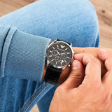 Emporio Armani Renato Chronograph Black Dial Black Leather Strap Watch For Men - AR2447 Buy Now By Emporio Armani