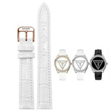 Guess Mini Triangle Quartz Diamonds Silver Dial White Leather Strap Watch For Women - W65006L1 Buy Now By Guess