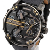 Diesel Mr Daddy 2.0 Chronograph Black Dial Black Leather Strap Watch For Men - DZ7348 Buy Now By Diesel