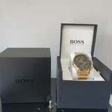 Hugo Boss Navigator Black Dial Gold Steel Strap Watch for Men - 1513531 Buy Now By Hugo Boss