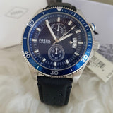 Fossil Wakefield Chronograph Blue Dial Black Leather Strap Watch for Women - CH2945 Buy Now By Fossil