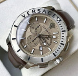 Versace Casual Chronograph Grey Dial Brown Leather Strap Watch for Men - VERG001-18 Buy Now By Versace