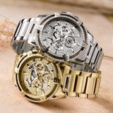 Guess King Quartz Silver Dial Silver Steel Strap Watch For Men - GW0497G1 Buy Now By Guess