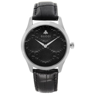 Gucci G Timeless Quartz Black Dial Black Leather Strap Watch For Men - YA1264031 Buy Now By Gucci