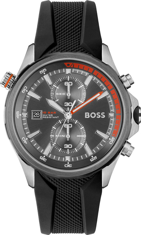 Hugo Boss Globetrotter Grey Dial Black Silicone Strap Watch for Men - 1513931 Buy Now By Hugo Boss