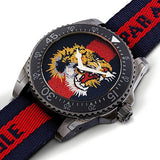 Gucci Dive Tiger Blue and Red Dial Blue Red Blue Nylon Strap Watch For Men - YA136215 Buy Now By Gucci