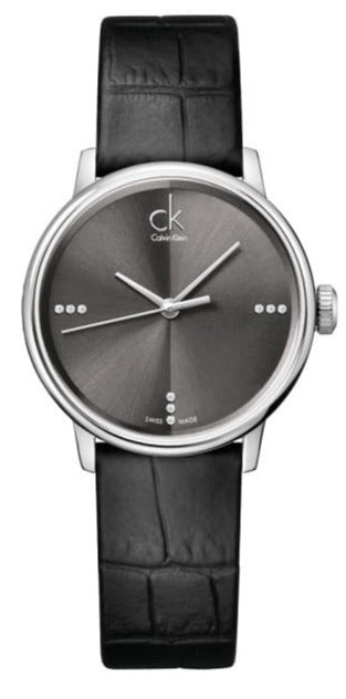 Calvin Klein Accent Black Dial Black Leather Strap Watch for Men - K2Y2X1CU Buy Now By Calvin Klein