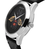 Gucci G Timeless Bee Black Dial Black Leather Strap Watch For Women - YA1264067 Buy Now By Gucci