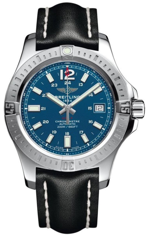 Breitling Colt Automatic Blue Dial Black Leather Strap 41mm Mens Watch - A1731311/G934/428X Buy Now By Breitling