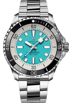Breitling Superocean Automatic 44mm Turquoise Dial Silver Steel Strap Watch for Men - A17376211L2A1 Buy Now By Breitling