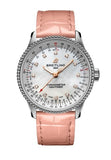 Breitling Navitimer Automatic 35 Mother of Pearl Dial Pink Leather Strap Watch for Women - A17395211A1P3 Buy Now By Breitling