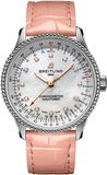 Breitling Navitimer Automatic 35 Mother of Pearl Dial Pink Leather Strap Watch for Women - A17395211A1P3 Buy Now By Breitling