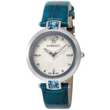 Versace Olympo Gleam White Dial Green Leather Strap Watch for Women - VAN020016 Buy Now By Versace
