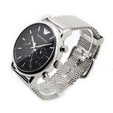 Emporio Armani Classic Chronograph Black Dial Silver Mesh Bracelet Watch For Men - AR1808 Buy Now By Emporio Armani