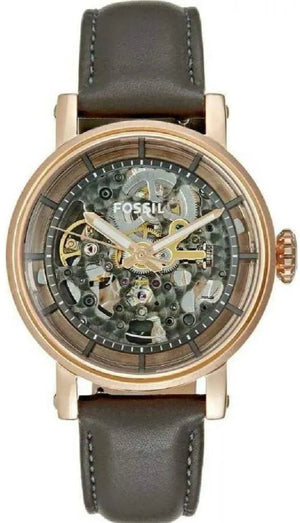 Fossil Boyfriend Automatic Skeleton Grey Dial Grey Leather Strap Watch for Women - ME3089 Buy Now By Fossil