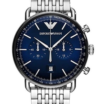 Emporio Armani Aviator Chronograph Blue Dial Silver Steel Strap Watch For Men - AR11238 Buy Now By Emporio Armani