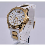 Guess Intrepid White Dial Two Tone Silicone Strap Watch For Women - W0325L6 Buy Now By Guess