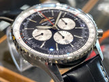 Breitling Navitimer B01 Chronograph 46 Black Dial Black Leather Strap Watch for Men - AB0137211B1P1 Buy Now By Breitling