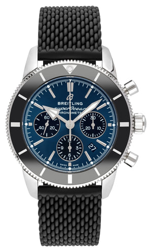 Breitling Superocean Heritage B01 Chronograph 44 Blue Dial Black Mesh Bracelet Watch for Men - AB0162121C1S1 Buy Now By Breitling