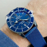 Breitling Superocean Heritage B20 Automatic 46 Blue Dial Blue Mesh Bracelet Watch for Men - AB2020161C1S1 Buy Now By Breitling