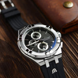 Maurice Lacroix Aikon Chronograph Black Dial Black Leather Strap Watch for Men - AI1018-SS001-330-2 Buy Now By Maurice Lacroix