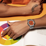 Maurice Lacroix Aikon Limited Edition Automatic Date Orange Dial Silver Steel Strap Watch For Men - AI6008-SS00F-530-1 Buy Now By Maurice Lacroix