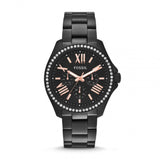 Fossil Cecile Multi Function Crystals Black Dial Black Steel Strap Watch for Women - AM4522 Buy Now By Fossil