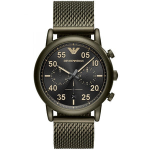 Emporio Armani Luigi Quartz Chronograph Black Dial Green Mesh Bracelet Watch For Men - AR11115 Buy Now By Emporio Armani