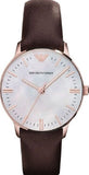 Emporio Armani Classic Quartz Mother of Pearl Dial Brown Leather Strap Watch For Women - AR1601 Buy Now By Emporio Armani