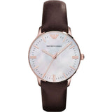Emporio Armani Classic Quartz Mother of Pearl Dial Brown Leather Strap Watch For Women - AR1601 Buy Now By Emporio Armani
