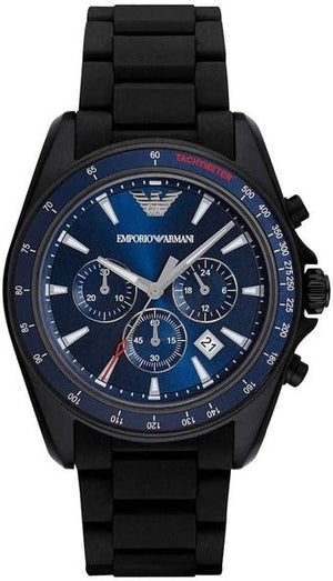 Emporio Armani Sigma Chronograph Blue Dial Black Silicone Strap Watch For Men - AR6121 Buy Now By Emporio Armani