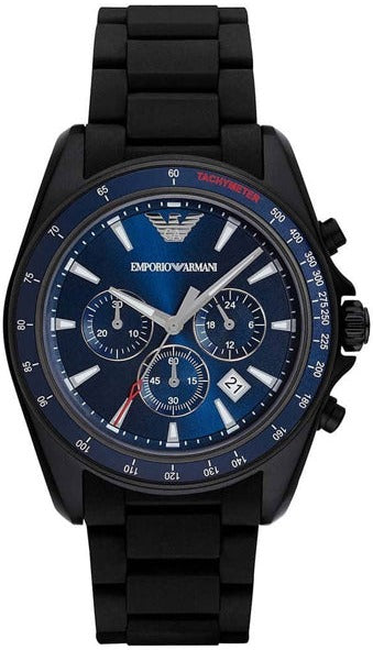 Emporio Armani Sigma Chronograph Blue Dial Black Silicone Strap Watch For Men - AR6121 Buy Now By Emporio Armani