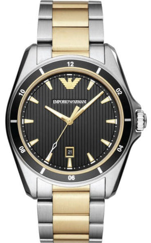 Emporio Armani Quartz Black Dial Two Tone Steel Strap Watch For Men - AR80017 Buy Now By Emporio Armani