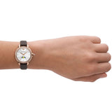 Emporio Armani Mia Moonphase Silver Dial Brown Leather Strap Watch For Women - AR11568 Buy Now By Emporio Armani