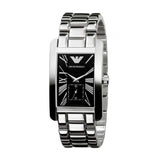 Emporio Armani Classic Black Dial Silver Stainless Steel Strap Watch For Men - AR0156 Buy Now By Emporio Armani