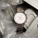 Emporio Armani Chronograph White Dial Two Tone Steel Strap Watch For Men - AR0399 Buy Now By Emporio Armani