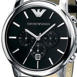 Emporio Armani Classic Chronograph Black Dial Black Leather Strap Watch For Men - AR0431 Buy Now By Emporio Armani