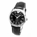 Emporio Armani Velente Black Dial Black Leather Strap Watch For Women - AR0644 Buy Now By Emporio Armani