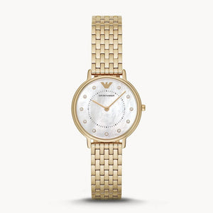 Emporio Armani Dress Analog Mother of Pearl Dial Gold Steel Strap Watch For Women - AR11007 Buy Now By Emporio Armani